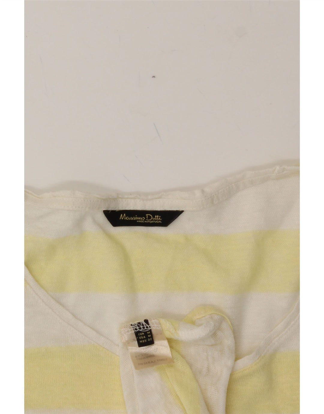 MASSIMO DUTTI Womens T-Shirt Top UK 12 Medium Yellow Striped Vintage Massimo Dutti and Second-Hand Massimo Dutti from Messina Hembry 