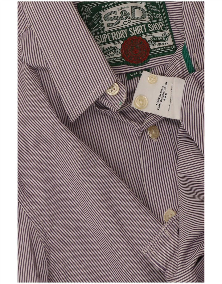Camicia da uomo SUPERDRY in cotone gessato viola medio