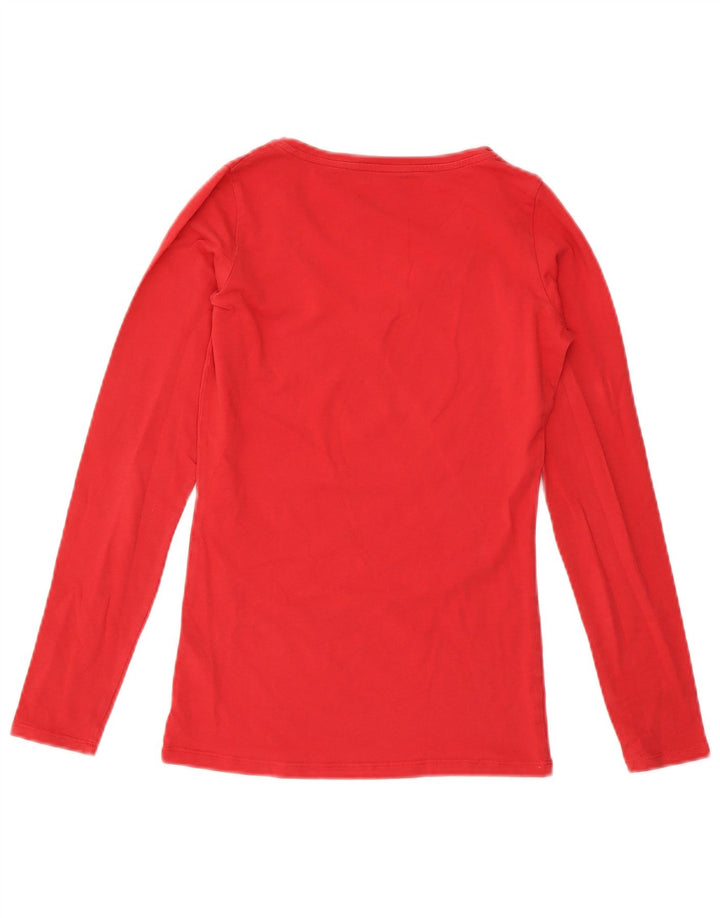 Guess Top grafico da donna a maniche lunghe UK 8 Small Rosso Cotone