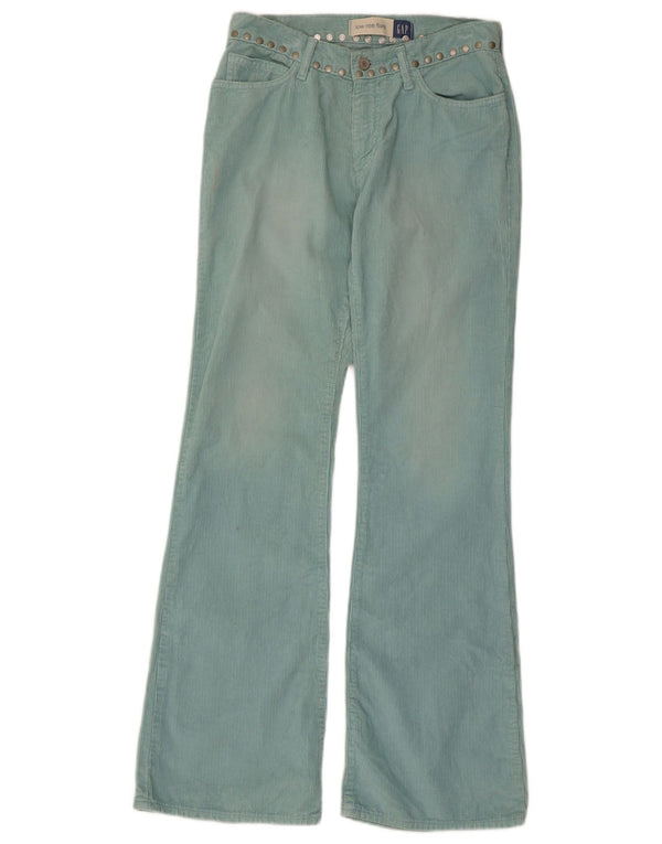 Pantaloni Gap da donna in velluto a coste svasati a vita bassa UK 10 Small W28 L31 Turchese