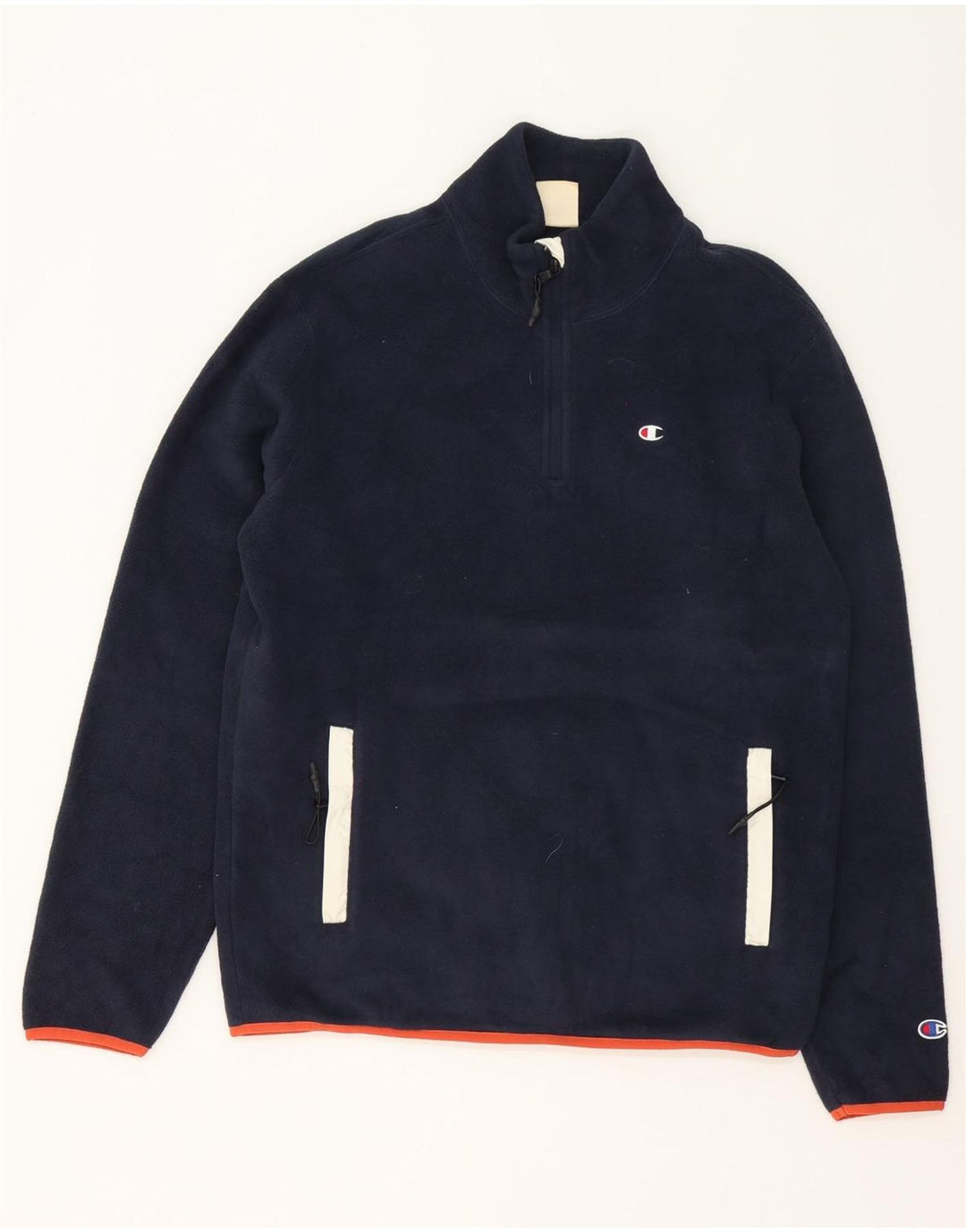 Maglione in pile da uomo con zip e collo Champion, poliestere medio blu navy