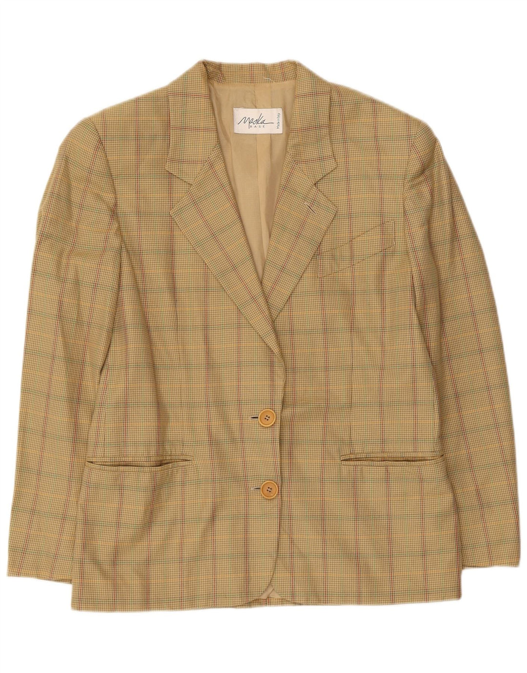 Giacca blazer da donna a 2 bottoni Maska IT 42 Cotone a quadri beige medio