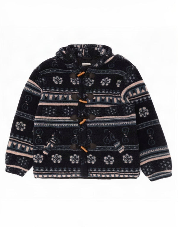 Cappotto vintage da uomo in pile con cappuccio in pile UK 42 XL Blu navy Fair Isle