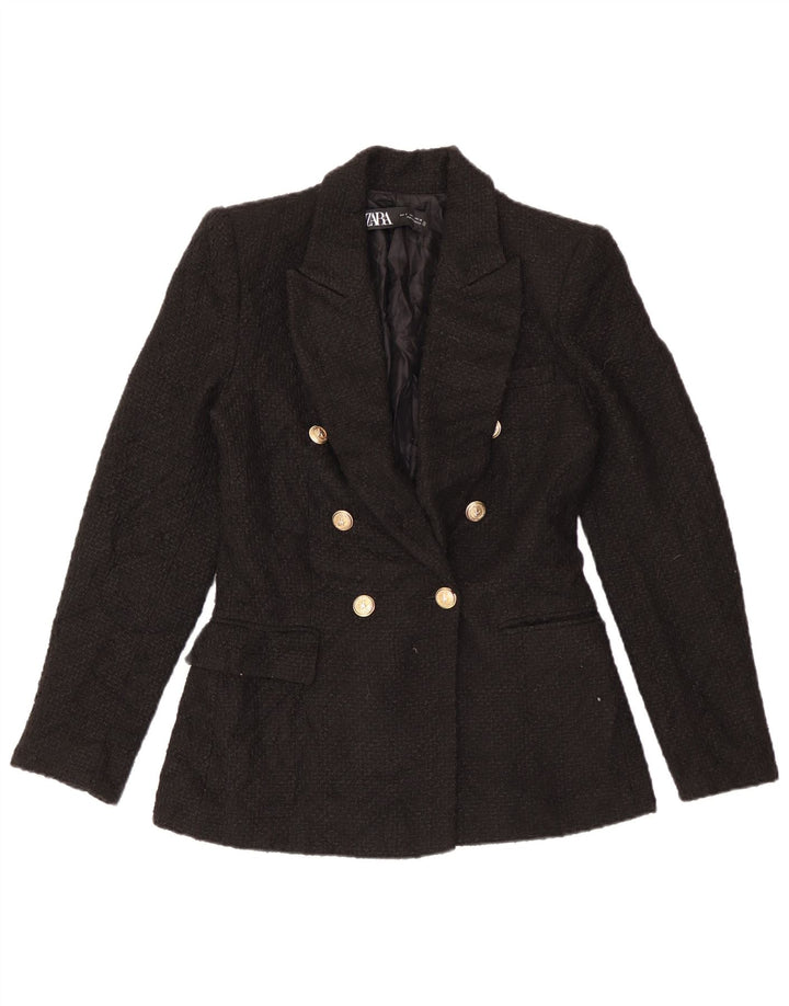 Giacca blazer doppiopetto da donna Zara UK 10 piccola in acrilico nero