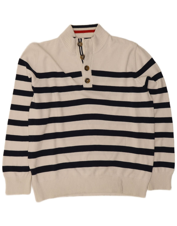 Tommy Hilfiger Uomo Maglione con Collo a Bottoni Maglione a Righe Bianche Grandi