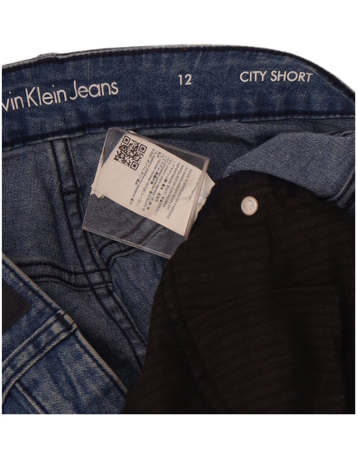 CALVIN KLEIN Pantaloncini di jeans da donna US 12 Large W32 Blu Cotone