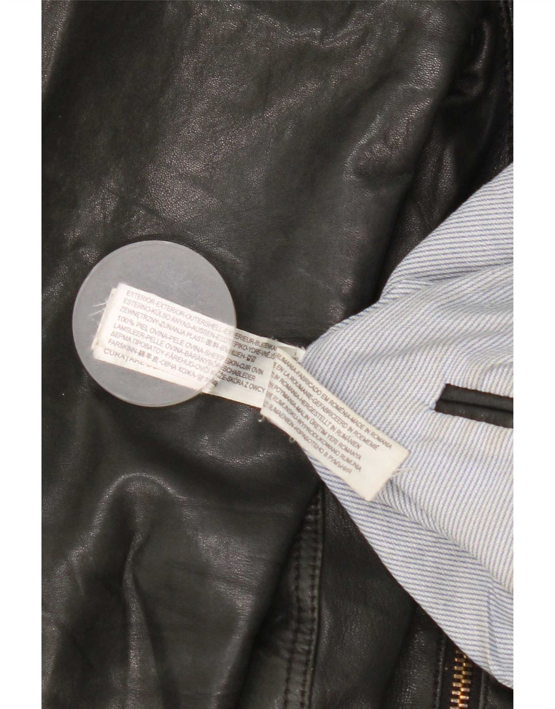 Giacca in pelle da motociclista da donna Massimo Dutti UK 10 piccola nera