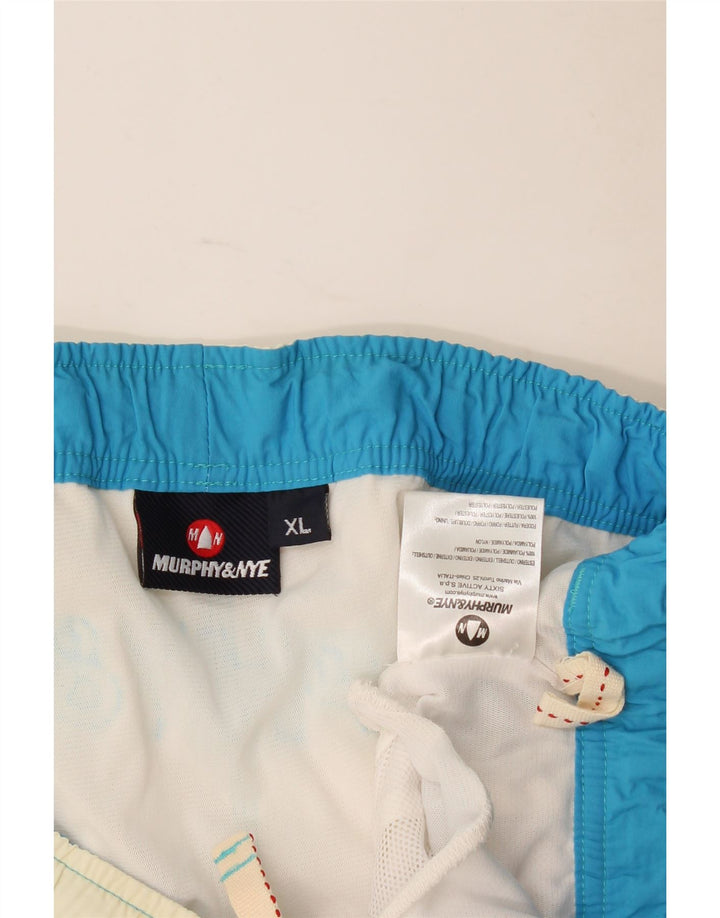 Pantaloncini da bagno grafici da uomo Murphy & Nye XL bianchi in poliammide