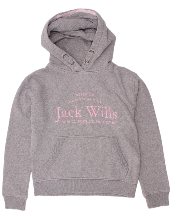 Maglione con cappuccio grafico per ragazze Jack Wills 8-9 anni in cotone grigio