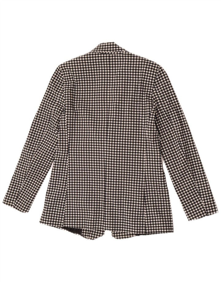 Giacca blazer da donna a 1 bottone Oasis UK 10 piccola viscosa a quadretti nera