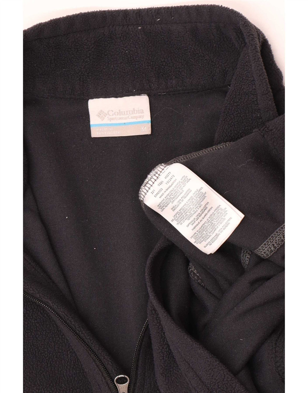 Maglione in pile da uomo Columbia con zip e collo, poliestere nero medio