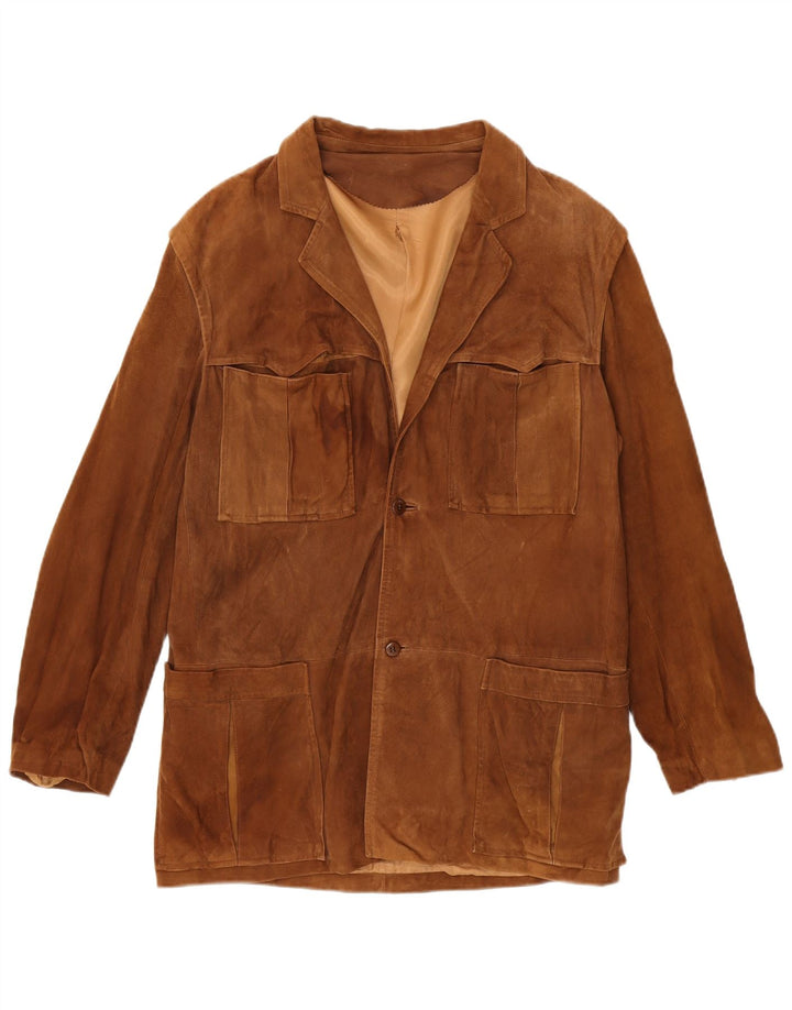 Giacca vintage in pelle scamosciata da donna IT 52 2XL Pelle scamosciata marrone