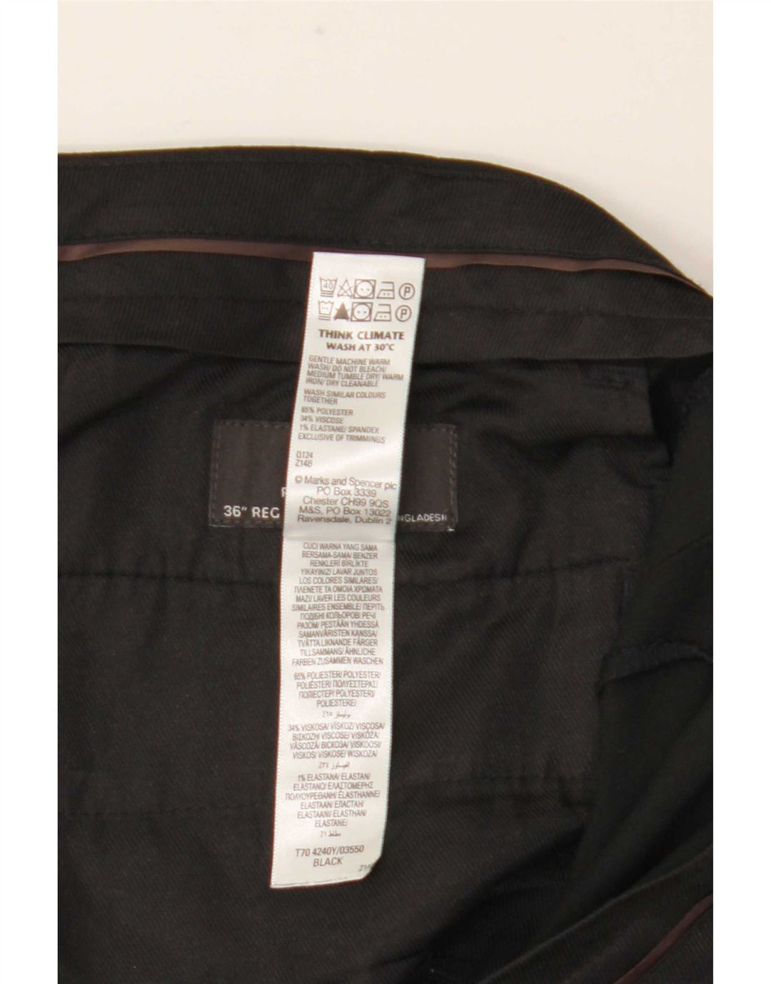 Pantaloni da abito dritti da uomo Marks & Spencer vestibilità regolare W36 L31 neri