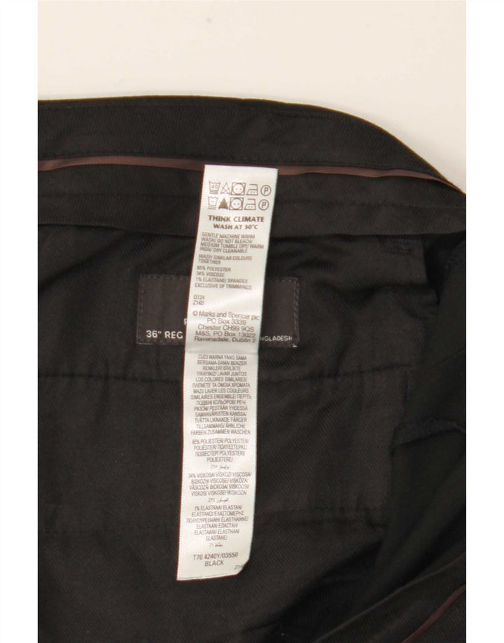 Pantaloni da abito dritti da uomo Marks & Spencer vestibilità regolare W36 L31 neri