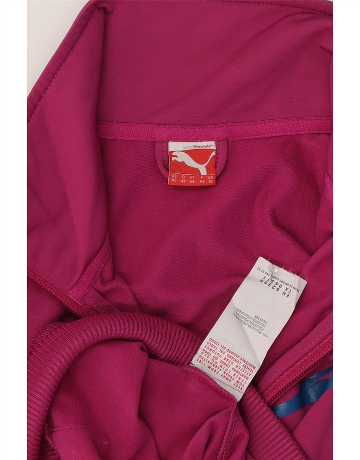Giacca da tuta grafica da donna Puma UK 16 grande rosa poliestere