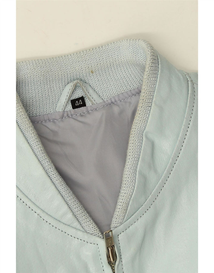 Giubbotto bomber vintage da donna in ecopelle corta IT 44 blu medio