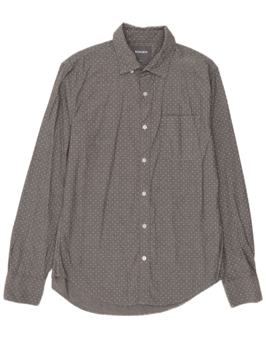 BONOBOS Camicia da uomo slim fit in cotone maculato grigio medio