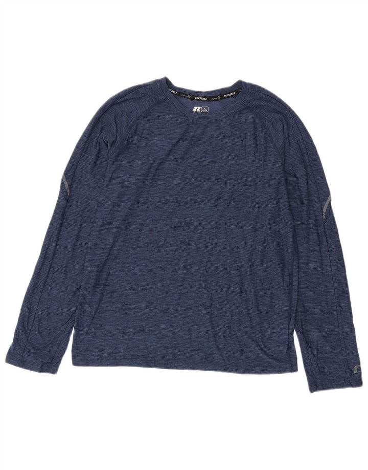 Maglia a maniche lunghe da ragazzo Russell Athletic 14-15 anni XL Blu navy chiazzato