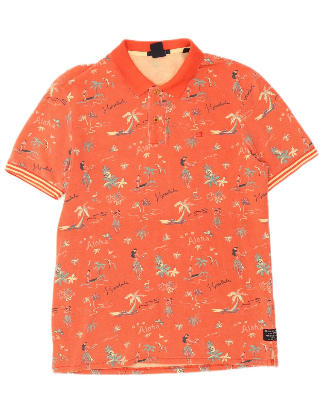 Polo grafica da uomo Scotch & Soda grande in cotone arancione