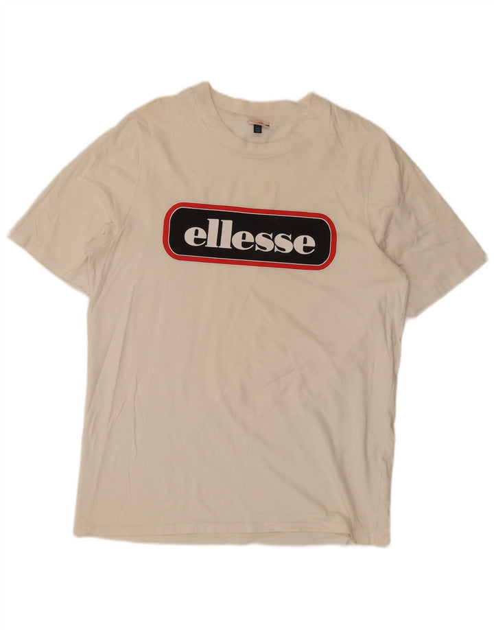 T-shirt grafica da uomo Ellesse Top piccola in cotone bianco sporco