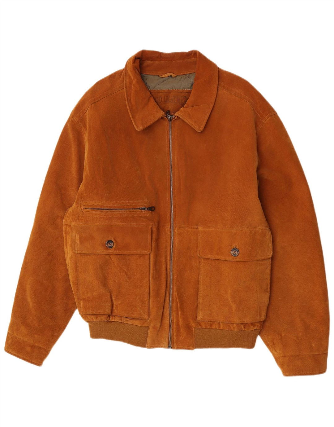 Giubbotto bomber in pelle scamosciata da uomo James Dillon UK 40 grande in pelle beige