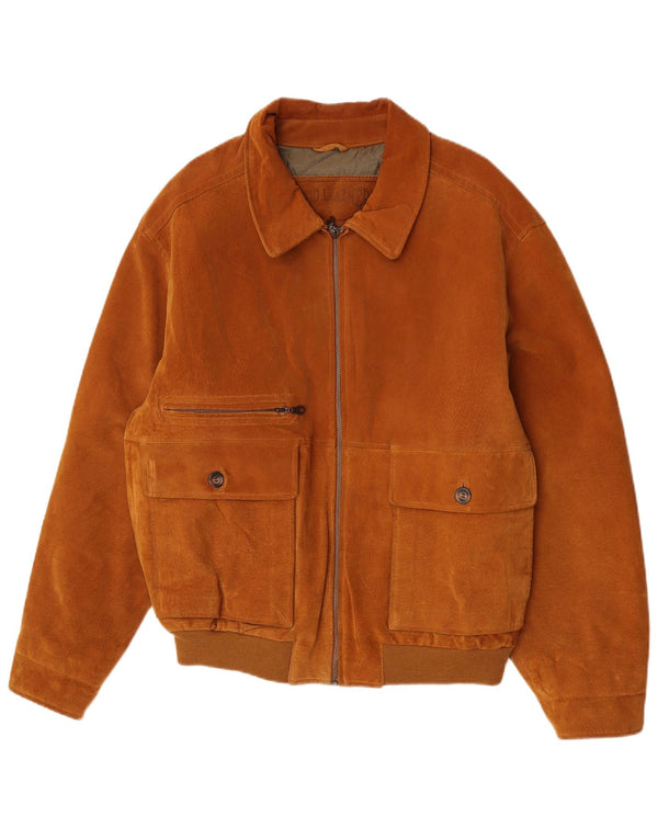 Giubbotto bomber in pelle scamosciata da uomo James Dillon UK 40 grande in pelle beige