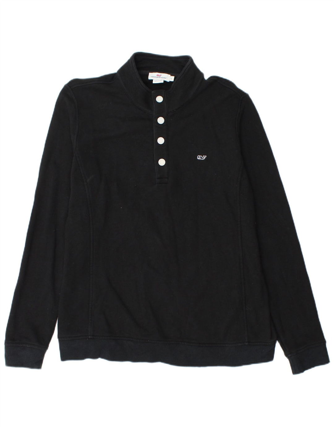 Vineyard Vines Felpa da uomo con collo abbottonato Maglione grande cotone nero