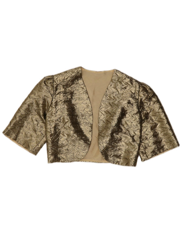 Giacca Bolero aperto da donna VINTAGE US 10 Large Gold Chevron