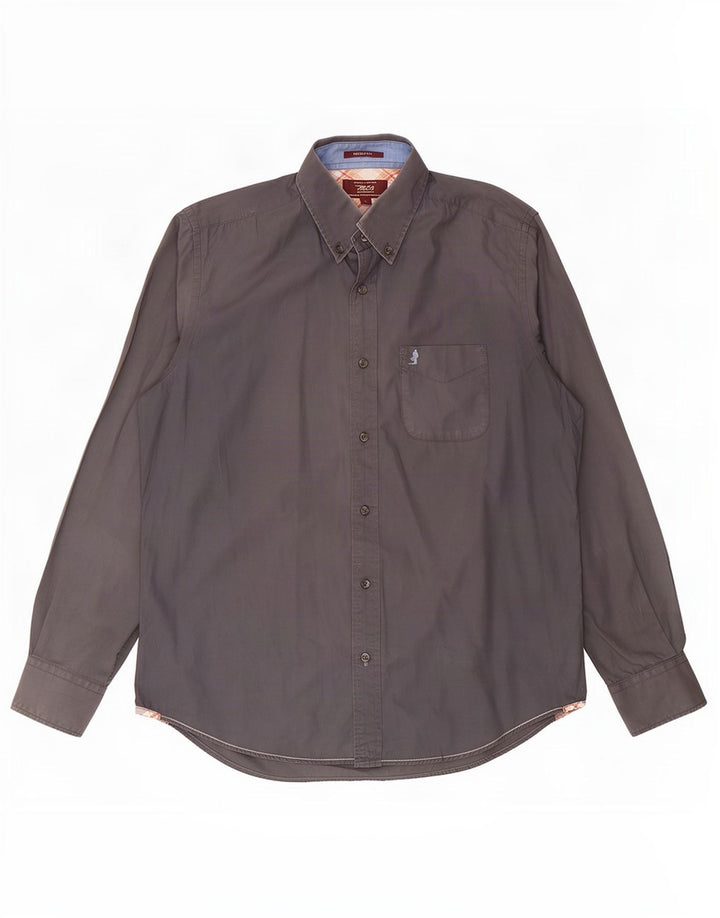 Camicia da uomo Regular Fit Marlboro Classics Large in cotone grigio