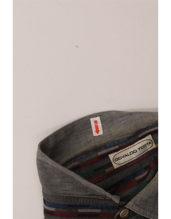 Camicia da uomo vintage taglia 41 16 grande cotone a righe grigie