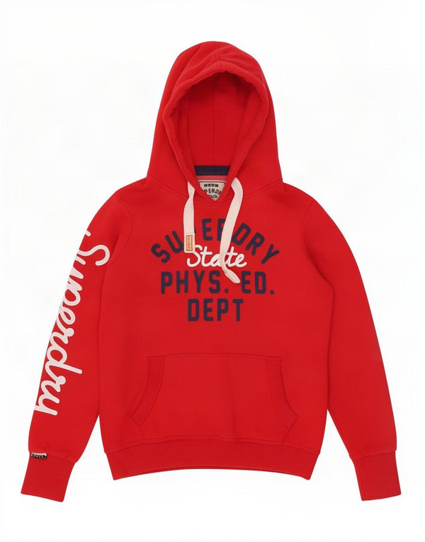 Felpa con cappuccio grafica da uomo Superdry grande in cotone rosso