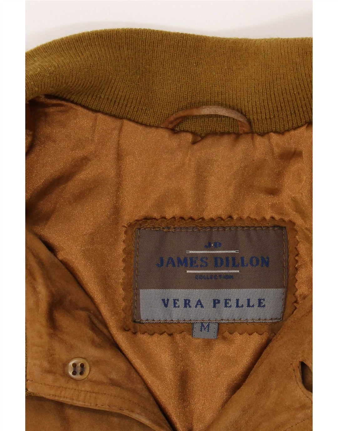 Maglione maglione girocollo in pelle scamosciata da uomo James Dillon UK 38 Pelle beige media