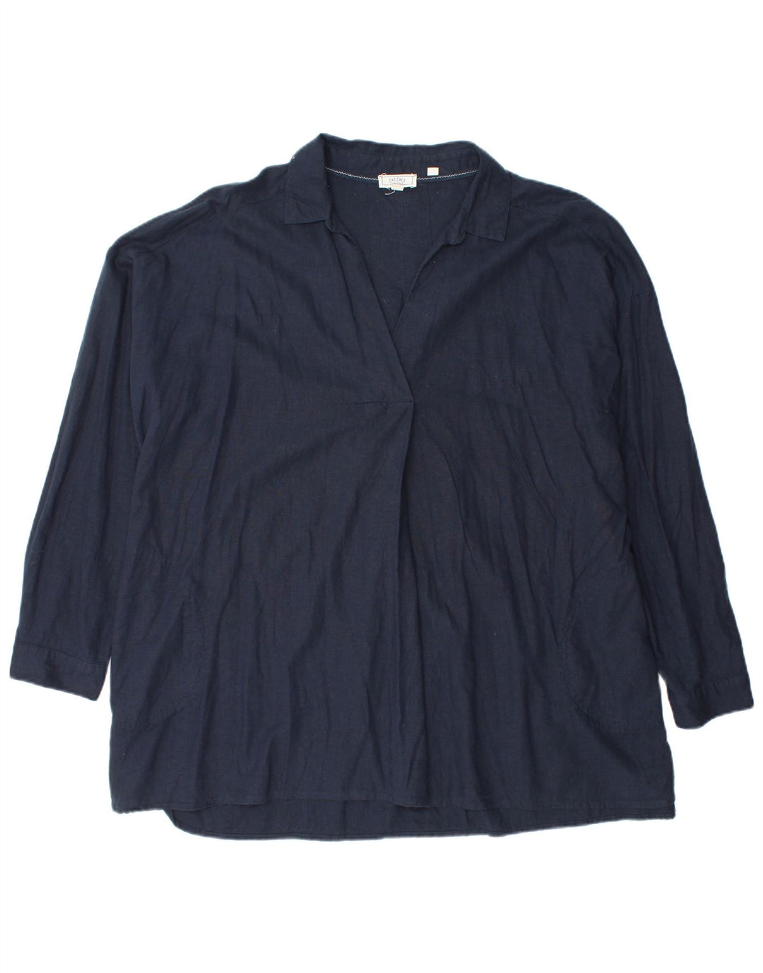 FAT FACE Camicia pullover oversize da donna UK 16 Grande lino blu navy