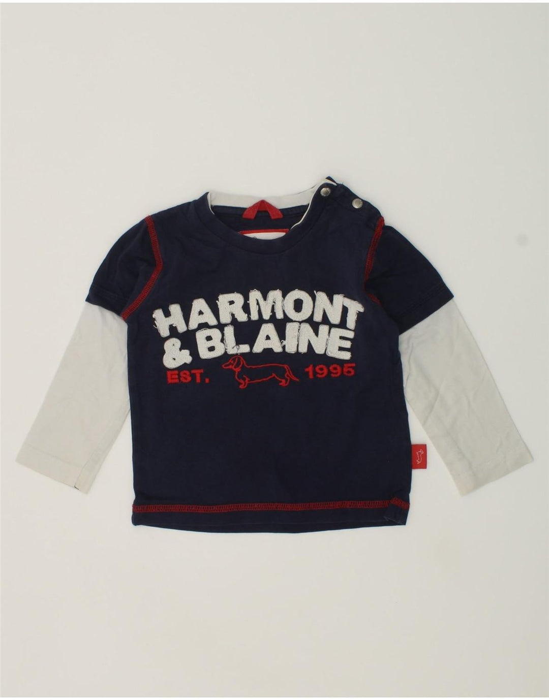 HARMONT & BLAINE Baby Boys Graphic Top Long Sleeve 9-12 Months Navy Blue | Vintage Harmont & Blaine | Thrift | Second-Hand Harmont & Blaine | Used Clothing | Messina Hembry 