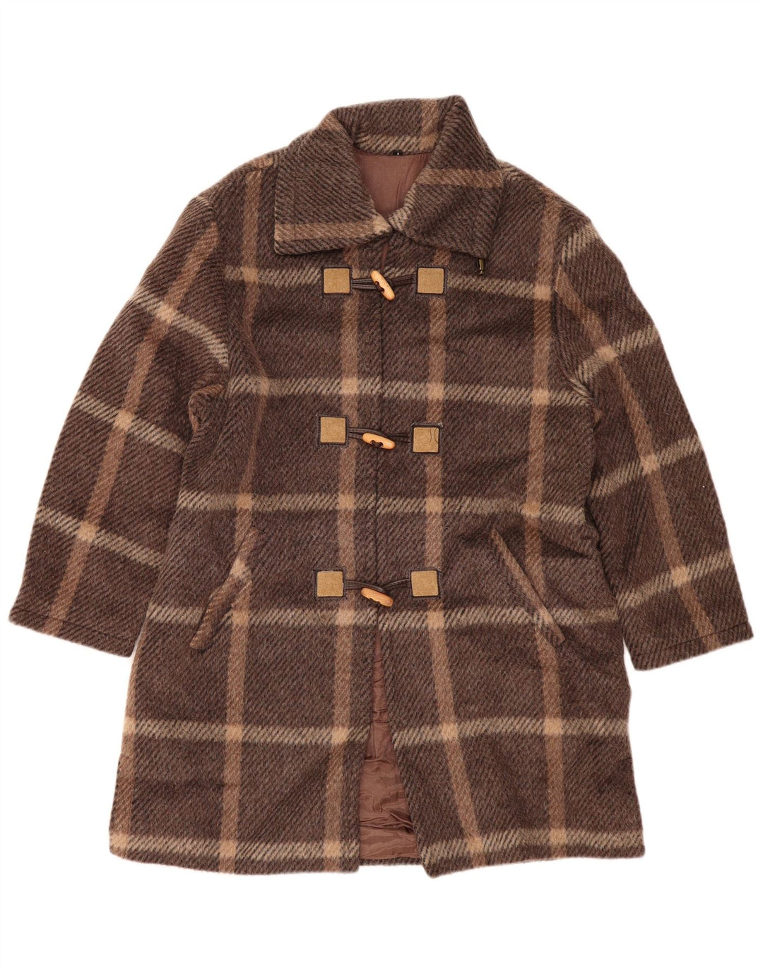 Montgomery da donna VINTAGE US 1 XS lana a quadri marrone