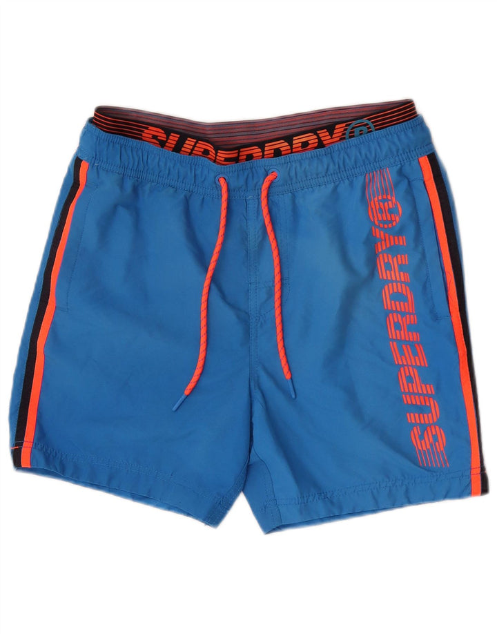 Pantaloncini da bagno grafici da uomo Superdry in poliestere blu medio