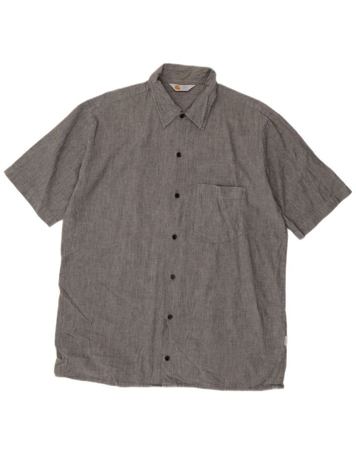 Camicia robusta da uomo a maniche corte CARHARTT XL in cotone grigio