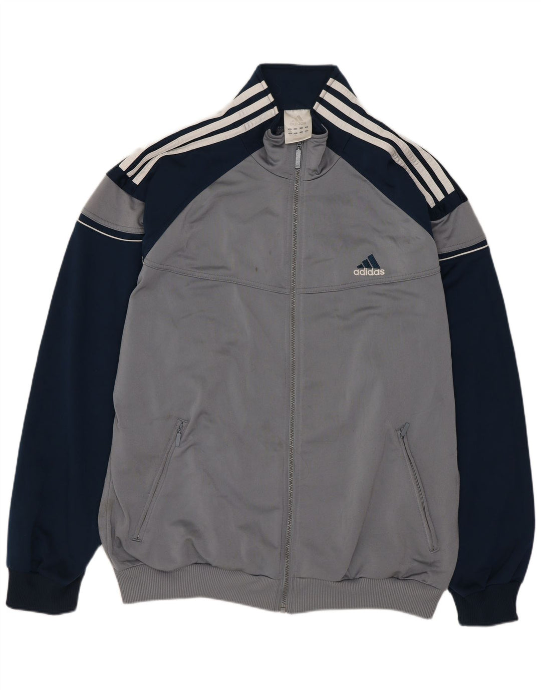 Giacca da tuta da uomo Adidas UK 44/46 Large Grigio Colourblock Poliestere