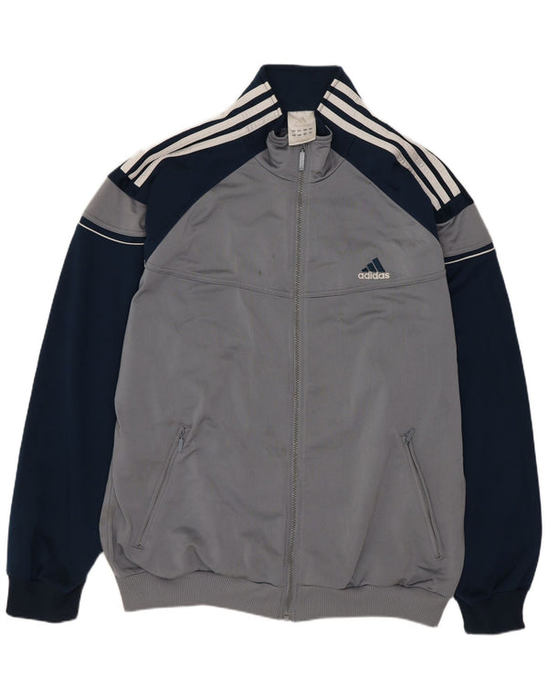 Giacca da tuta da uomo Adidas UK 44/46 Large Grigio Colourblock Poliestere
