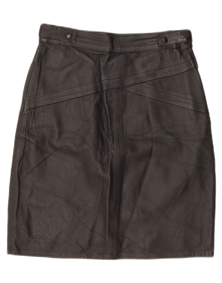 VINTAGE Womens Leather Skirt IT 44 Medium W28  Black Vintage Vintage and Second-Hand Vintage from Messina Hembry 