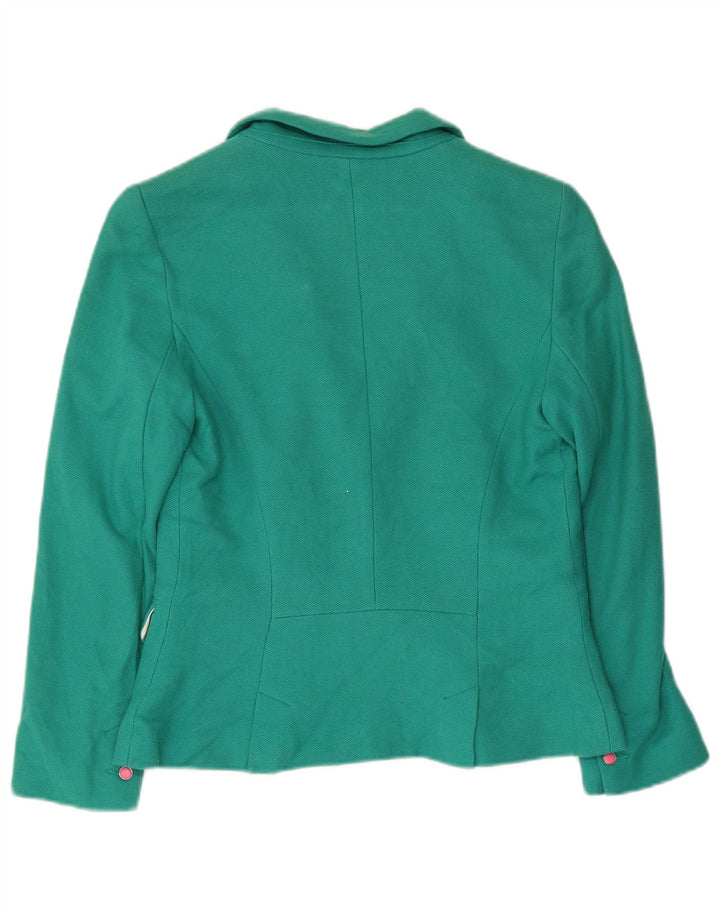 Giacca blazer a 2 bottoni corta da donna Zara UK 12 cotone verde medio