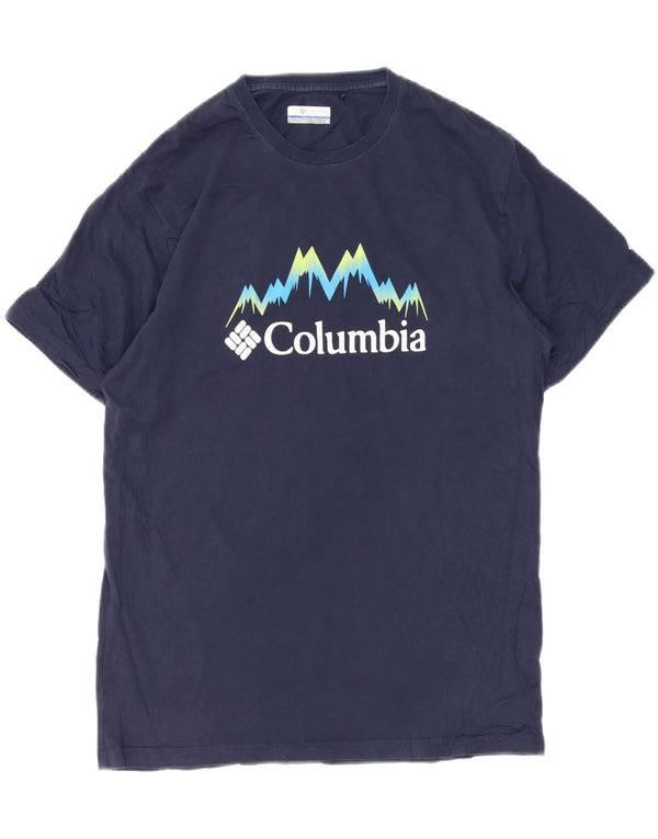 T-shirt grafica da uomo Columbia Top in cotone blu navy medio