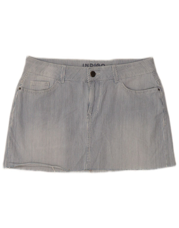 Minigonna a vita bassa da donna Marks & Spencer UK 12 media W30 a righe blu