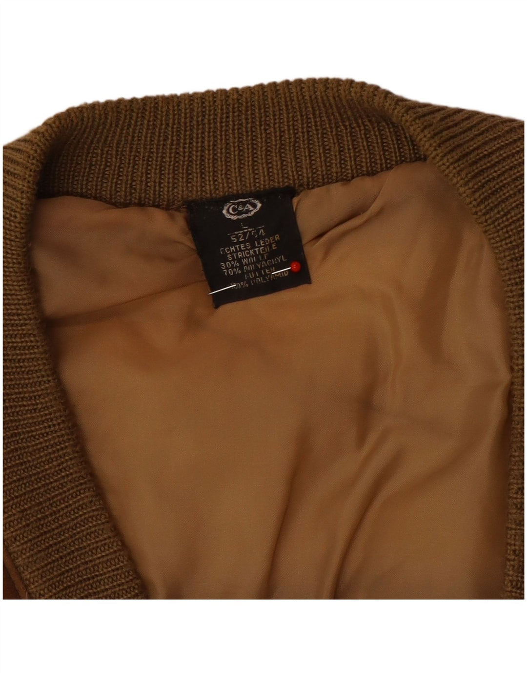 Maglione cardigan in pelle scamosciata da uomo C&A EU 52/54 Grande pelle marrone
