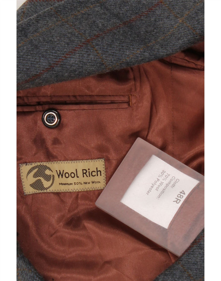 Giacca blazer a 2 bottoni da uomo Woolrich UK 48 4XL Lana a quadri grigia