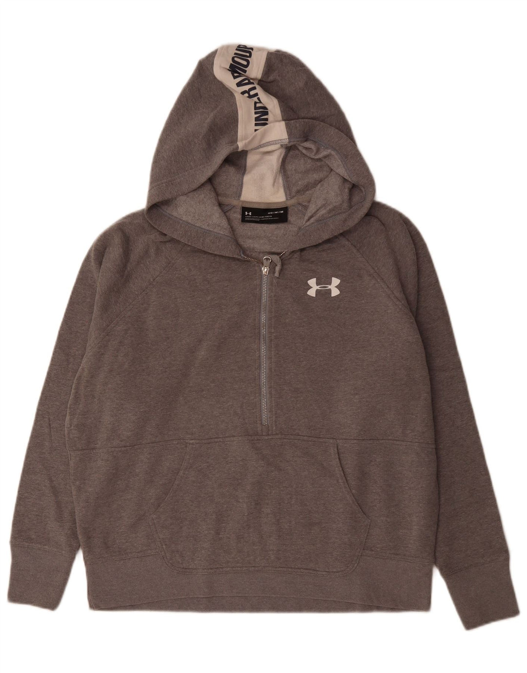 UNDER ARMOUR Maglione con cappuccio grafico da uomo con zip e collo color block grigio medio