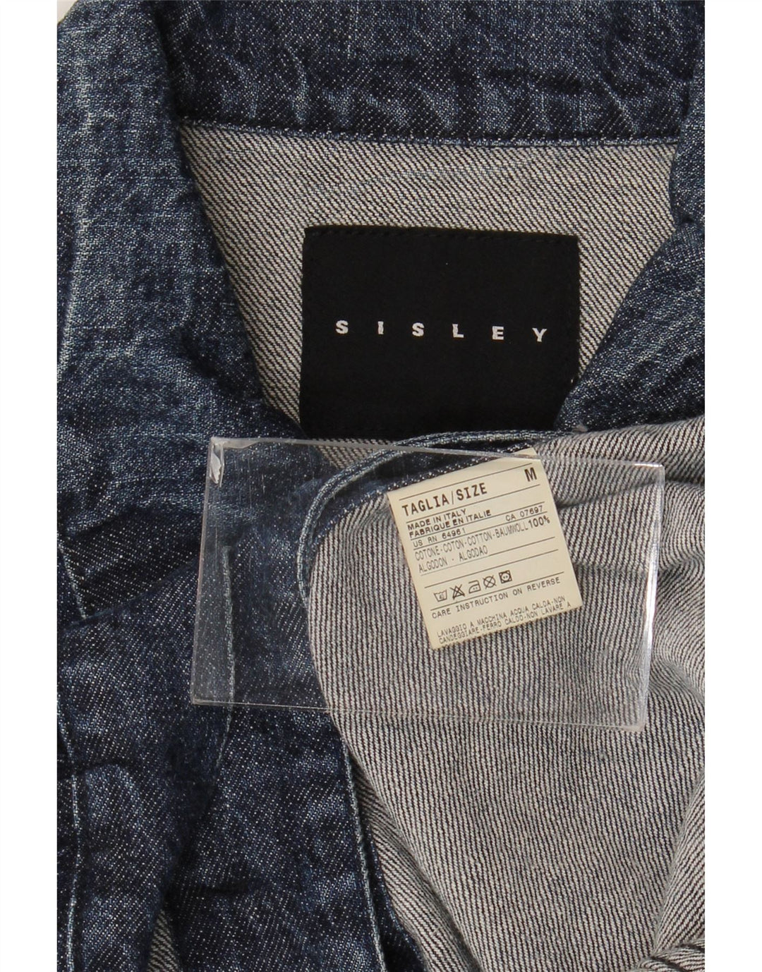 Giacca in denim da donna Sisley UK 14 cotone blu navy medio