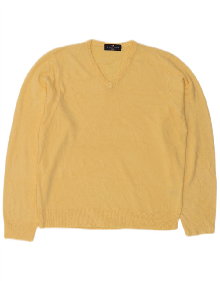 MARKS & SPENCER Maglione da uomo con scollo a V blu Harbour Giallo medio