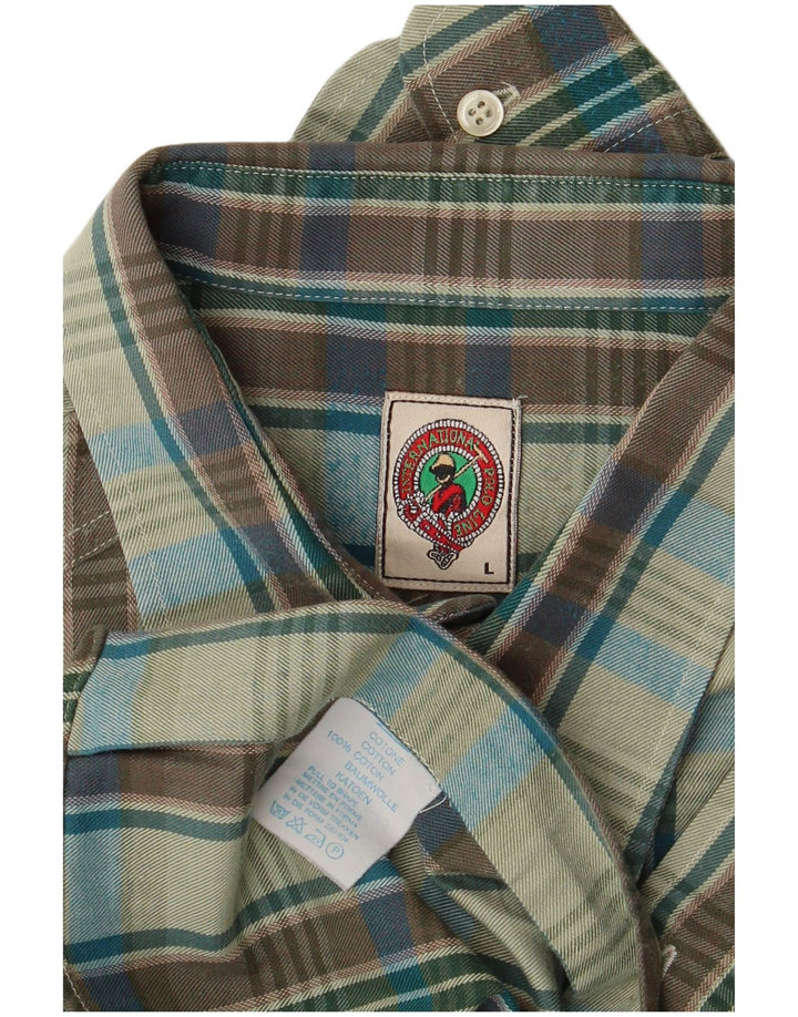 Camicia vintage da uomo in flanella di cotone a quadri multicolore grande