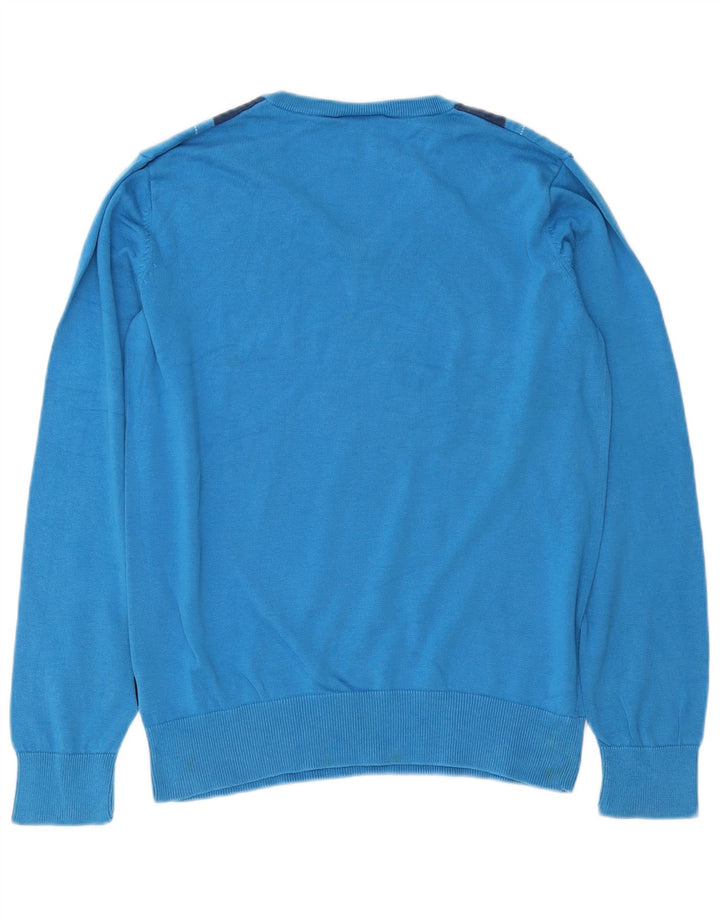 Maglione da uomo con scollo a V Peak Performance blu medio a rombi/diamante